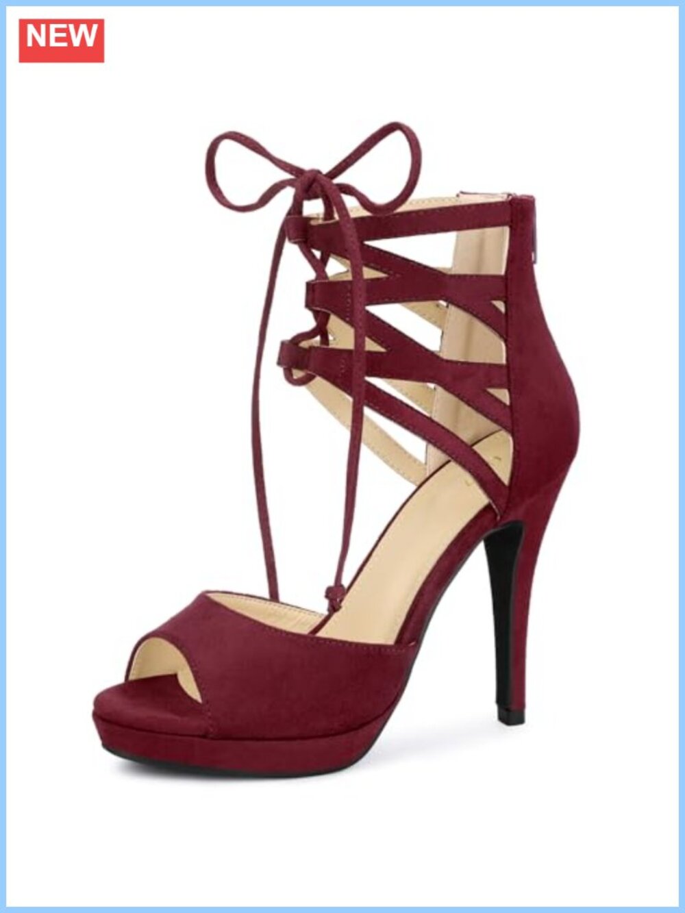 Platform Gladiator Strappy Open Toe Stiletto High Heel Sandals Faux Suede Lace